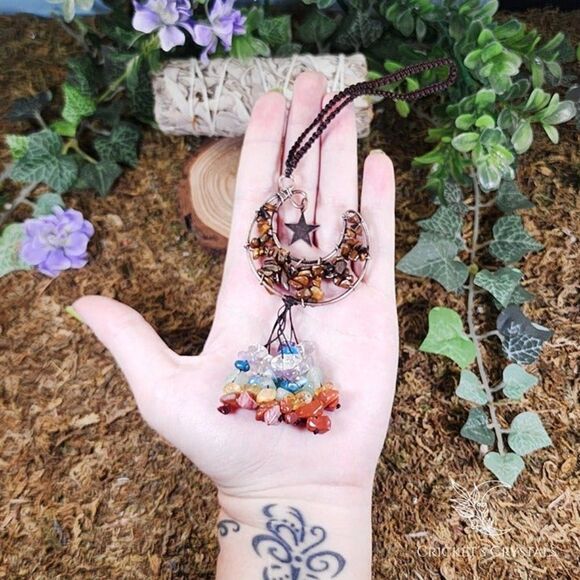 Handmade Tiger's Eye Crystal Moon Décor #12 - Picture 3 of 3